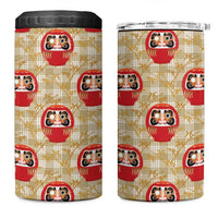 Japanese Daruma Doll 4 in 1 Can Cooler Tumbler Palaka With Seamless Bamboo Pattern LT14 One Size: 16 oz Beige - Polynesian Pride