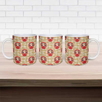 Japanese Daruma Doll Ceramic Mug Palaka With Seamless Bamboo Pattern LT14 - Polynesian Pride