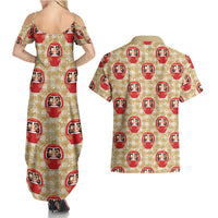 Japanese Daruma Doll Couples Matching Summer Maxi Dress and Hawaiian Shirt Palaka With Seamless Bamboo Pattern LT14 - Polynesian Pride