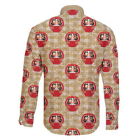 Japanese Daruma Doll Family Matching Off Shoulder Short Dress and Hawaiian Shirt Palaka With Seamless Bamboo Pattern LT14 - Polynesian Pride