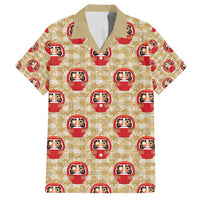 Japanese Daruma Doll Family Matching Summer Maxi Dress and Hawaiian Shirt Palaka With Seamless Bamboo Pattern LT14 Dad's Shirt - Short Sleeve Beige - Polynesian Pride