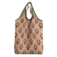 Japanese Daruma Doll Grocery Bag Palaka With Seamless Bamboo Pattern LT14 - Polynesian Pride