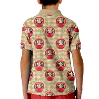 Japanese Daruma Doll Kid Polo Shirt Palaka With Seamless Bamboo Pattern LT14 - Polynesian Pride