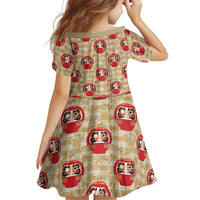 Japanese Daruma Doll Kid Short Sleeve Dress Palaka With Seamless Bamboo Pattern LT14 - Polynesian Pride