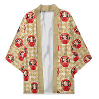 Japanese Daruma Doll Kimono Palaka With Seamless Bamboo Pattern LT14 Unisex Beige - Polynesian Pride