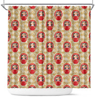 Japanese Daruma Doll Shower Curtain Palaka With Seamless Bamboo Pattern LT14 Beige - Polynesian Pride