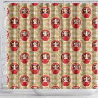 Japanese Daruma Doll Shower Curtain Palaka With Seamless Bamboo Pattern LT14 - Polynesian Pride