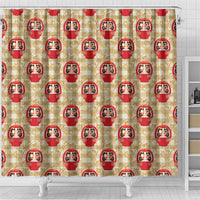 Japanese Daruma Doll Shower Curtain Palaka With Seamless Bamboo Pattern LT14 - Polynesian Pride