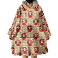 Japanese Daruma Doll Wearable Blanket Hoodie Palaka With Seamless Bamboo Pattern LT14 - Polynesian Pride