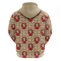Japanese Daruma Doll Zip Hoodie Palaka With Seamless Bamboo Pattern LT14 - Polynesian Pride
