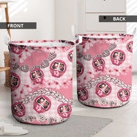 Japanese Daruma Doll Palaka Laundry Basket Cherry Blossoms With Shell Lei LT14 - Polynesian Pride