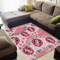 Japanese Daruma Doll Palaka Area Rug Cherry Blossoms With Shell Lei LT14 - Polynesian Pride