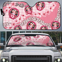 Japanese Daruma Doll Palaka Auto Sun Shade Cherry Blossoms With Shell Lei LT14 Pink - Polynesian Pride