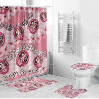 Japanese Daruma Doll Palaka Bathroom Set Cherry Blossoms With Shell Lei - Polynesian Pride