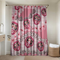 Japanese Daruma Doll Palaka Bathroom Set Cherry Blossoms With Shell Lei - Polynesian Pride