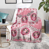 Japanese Daruma Doll Palaka Blanket Cherry Blossoms With Shell Lei LT14 - Polynesian Pride