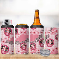 Japanese Daruma Doll Palaka 4 in 1 Can Cooler Tumbler Cherry Blossoms With Shell Lei LT14 - Polynesian Pride