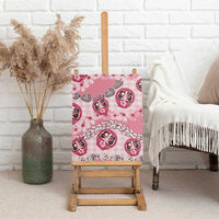 Japanese Daruma Doll Palaka Canvas Wall Art Cherry Blossoms With Shell Lei LT14 - Polynesian Pride