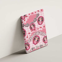 Japanese Daruma Doll Palaka Canvas Wall Art Cherry Blossoms With Shell Lei LT14 - Polynesian Pride