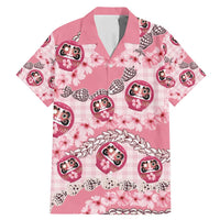 Japanese Daruma Doll Palaka Family Matching Mermaid Dress and Hawaiian Shirt Cherry Blossoms With Shell Lei - Polynesian Pride