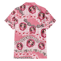 Japanese Daruma Doll Palaka Family Matching Tank Maxi Dress and Hawaiian Shirt Cherry Blossoms With Shell Lei - Polynesian Pride