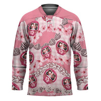Japanese Daruma Doll Palaka Hockey Jersey Cherry Blossoms With Shell Lei LT14 Unisex Pink - Polynesian Pride