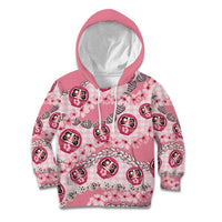 Japanese Daruma Doll Palaka Kid Hoodie Cherry Blossoms With Shell Lei LT14 Hoodie Pink - Polynesian Pride