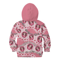 Japanese Daruma Doll Palaka Kid Hoodie Cherry Blossoms With Shell Lei LT14 - Polynesian Pride