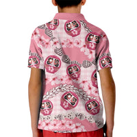 Japanese Daruma Doll Palaka Kid Polo Shirt Cherry Blossoms With Shell Lei LT14 - Polynesian Pride