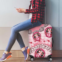 Japanese Daruma Doll Palaka Luggage Cover Cherry Blossoms With Shell Lei LT14 - Polynesian Pride