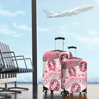 Japanese Daruma Doll Palaka Luggage Cover Cherry Blossoms With Shell Lei LT14 - Polynesian Pride