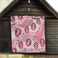 Japanese Daruma Doll Palaka Quilt Cherry Blossoms With Shell Lei - Polynesian Pride