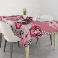 Japanese Daruma Doll Palaka Tablecloth Cherry Blossoms With Shell Lei LT14 - Polynesian Pride