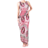 Japanese Daruma Doll Palaka Tank Maxi Dress Cherry Blossoms With Shell Lei LT14 Women Pink - Polynesian Pride