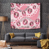 Japanese Daruma Doll Palaka Tapestry Cherry Blossoms With Shell Lei LT14 Pink - Polynesian Pride