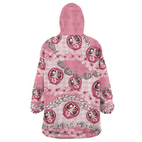Japanese Daruma Doll Palaka Wearable Blanket Hoodie Cherry Blossoms With Shell Lei LT14 - Polynesian Pride
