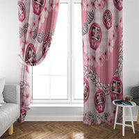 Japanese Daruma Doll Palaka Window Curtain Cherry Blossoms With Shell Lei LT14 - Polynesian Pride