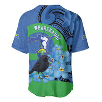 New Zealand Chatham Islands Baseball Jersey Wharekauri Forget Me Not With Black Robin