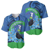 New Zealand Chatham Islands Baseball Jersey Wharekauri Forget Me Not With Black Robin