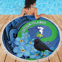 New Zealand Chatham Islands Beach Blanket Wharekauri Forget Me Not With Black Robin LT14 - Polynesian Pride