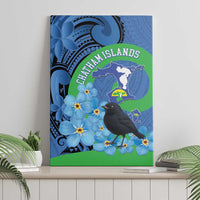 New Zealand Chatham Islands Canvas Wall Art Wharekauri Forget Me Not With Black Robin LT14 - Polynesian Pride