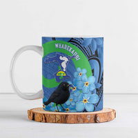 New Zealand Chatham Islands Ceramic Mug Wharekauri Forget Me Not With Black Robin - Polynesian Pride