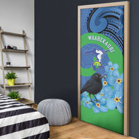 New Zealand Chatham Islands Door Cover Wharekauri Forget Me Not With Black Robin - Polynesian Pride