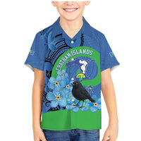 New Zealand Chatham Islands Family Matching Mermaid Dress and Hawaiian Shirt Wharekauri Forget Me Not With Black Robin