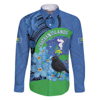 New Zealand Chatham Islands Family Matching Puletasi and Hawaiian Shirt Wharekauri Forget Me Not With Black Robin