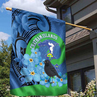 New Zealand Chatham Islands Garden Flag Wharekauri Forget Me Not With Black Robin LT14 - Polynesian Pride
