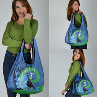 New Zealand Chatham Islands Grocery Bag Wharekauri Forget Me Not With Black Robin
