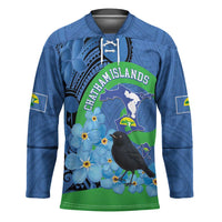 New Zealand Chatham Islands Hockey Jersey Wharekauri Forget Me Not With Black Robin - Polynesian Pride