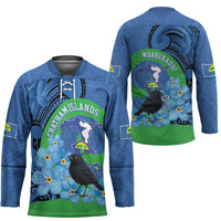 New Zealand Chatham Islands Hockey Jersey Wharekauri Forget Me Not With Black Robin - Polynesian Pride