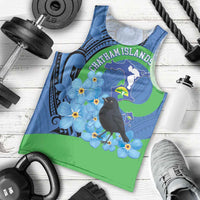 New Zealand Chatham Islands Men Tank Top Wharekauri Forget Me Not With Black Robin LT14 - Polynesian Pride
